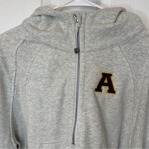 Light grey Lululemon scuba quarter zip hooded jacket with A patch - Picture 2 of 7